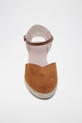Espadrilles avarca compensées en cuir  Amelie - Blanc, marron et rose