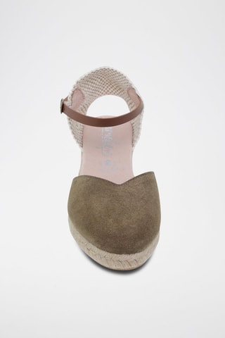 Espadrilles avarca compensées en cuir  Amelie - Beige, vert et rose
