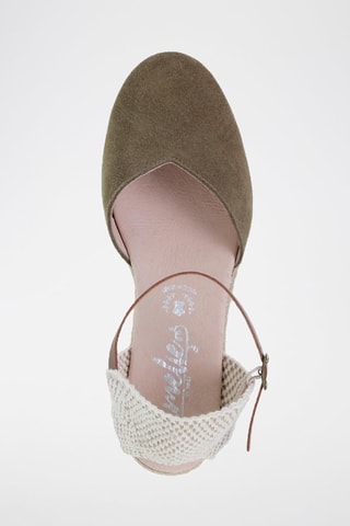 Espadrilles avarca compensées en cuir  Amelie - Beige, vert et rose