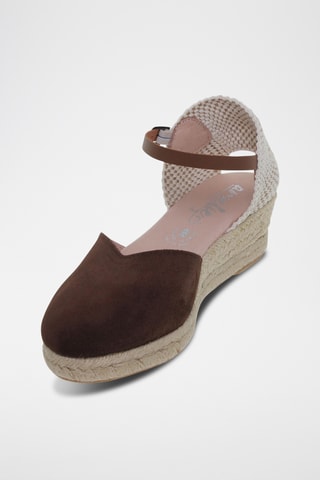 Espadrilles avarca compensées en cuir  Amelie - Marron