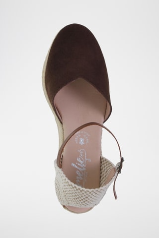 Espadrilles avarca compensées en cuir  Amelie - Marron