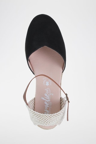 Espadrilles avarca compensées en cuir  Amelie - Noir