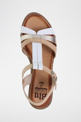 Sandales compensées en cuir - Multicolore