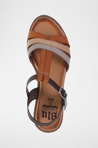 Sandales compensées en cuir - Multicolore