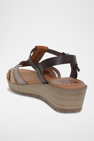 Sandales compensées en cuir - Multicolore