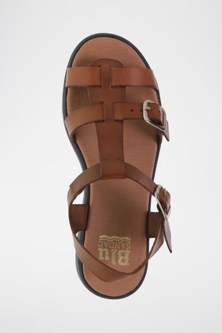 Sandales compensées en cuir - Marron