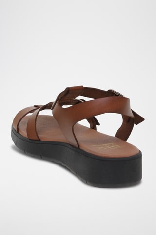 Sandales compensées en cuir - Marron