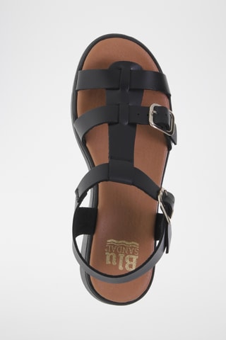 Sandales compensées en cuir - Noir