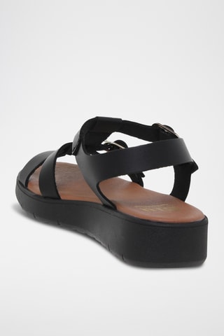 Sandales compensées en cuir - Noir