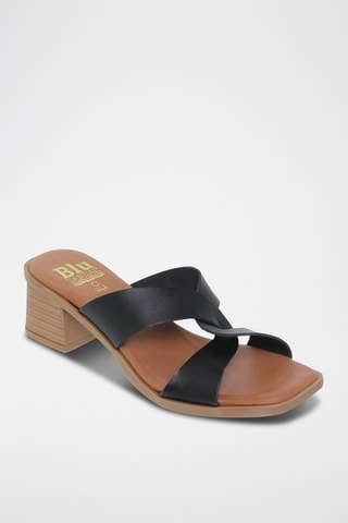 Mules à talons en cuir - Noir