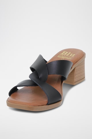 Mules à talons en cuir - Noir