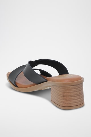 Mules à talons en cuir - Noir