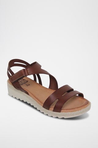 Sandales plateformes en cuir - Marron