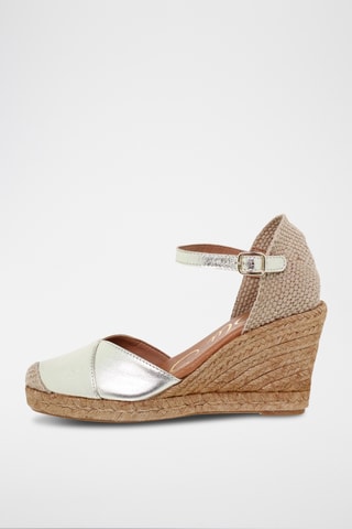 Espadrilles compensées en cuir - Argenté