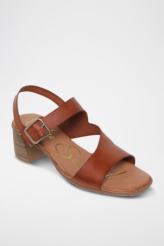 Sandales à talons en cuir - Marron