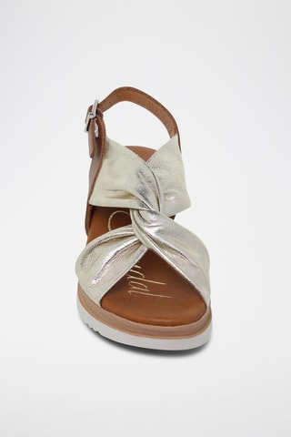 Sandales compensées en cuir - Argenté