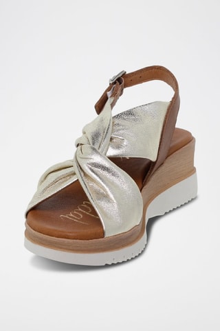 Sandales compensées en cuir - Argenté