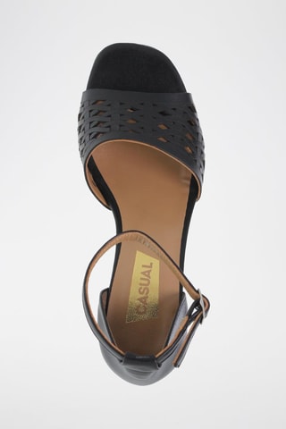 Sandales à talons en cuir - Noir