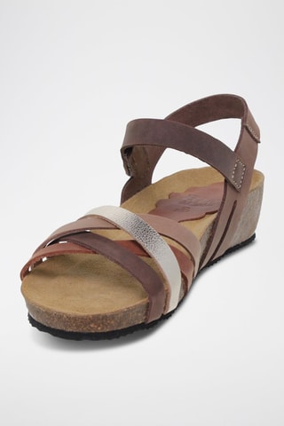 Sandales compensées en cuir  Blusandal - Beige et jaune