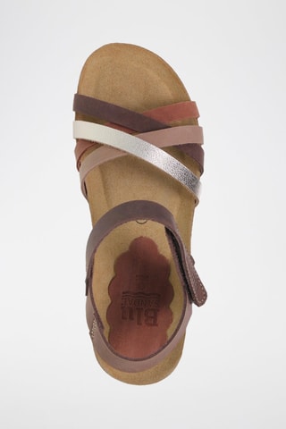 Sandales compensées en cuir  Blusandal - Beige et jaune