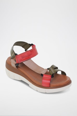 Sandales en cuir  Blusandal - Rouge, vert et rose
