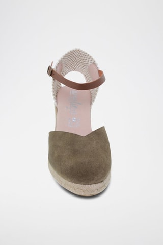 Espadrilles compensées en cuir  Amelie - Blanc, rose et marron