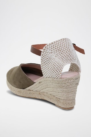 Espadrilles compensées en cuir  Amelie - Blanc, rose et marron