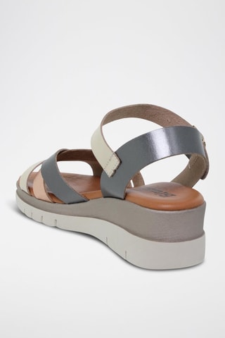 Sandales plateformes en cuir  Blusandal - Marron et beige