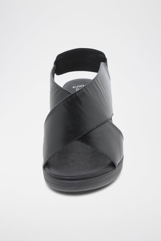 Sandales compensées en cuir - Noir