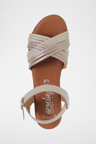 [INTITULE]  Sandales compensées en cuir - Beige