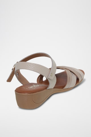 [INTITULE]  Sandales compensées en cuir - Beige