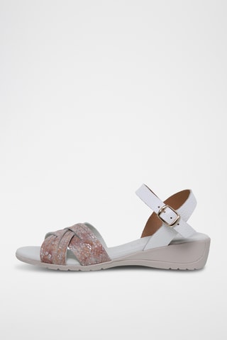 [INTITULE]  Sandales compensées en cuir - Blanc