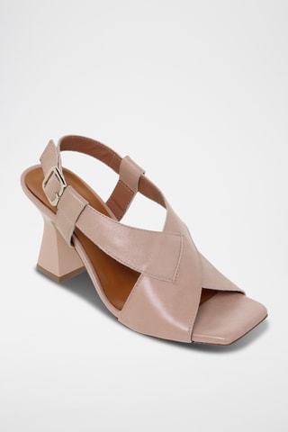 Sandales à talons en cuir - Beige