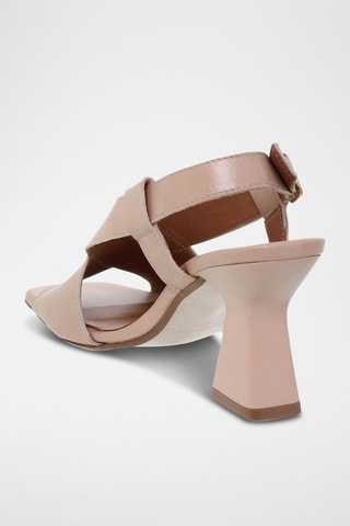 Sandales à talons en cuir - Beige