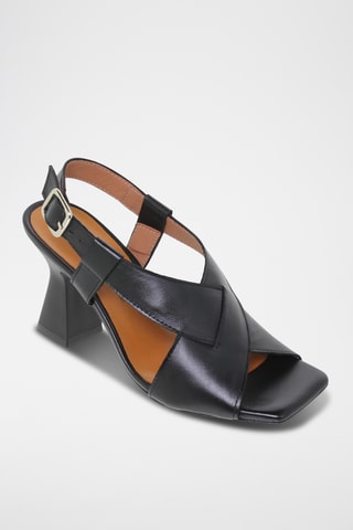 Sandales à talons en cuir - Noir