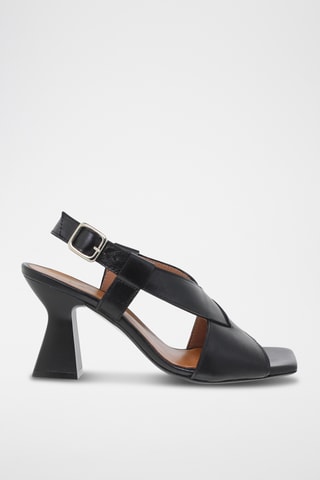 Sandales à talons en cuir - Noir