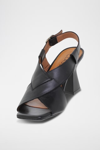 Sandales à talons en cuir - Noir