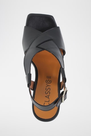 Sandales à talons en cuir - Noir