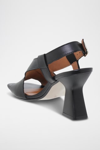 Sandales à talons en cuir - Noir