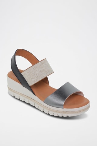 Sandales compensées en cuir  Blusandal - Gris