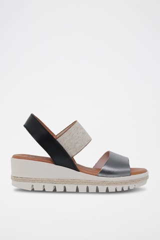 Sandales compensées en cuir  Blusandal - Gris