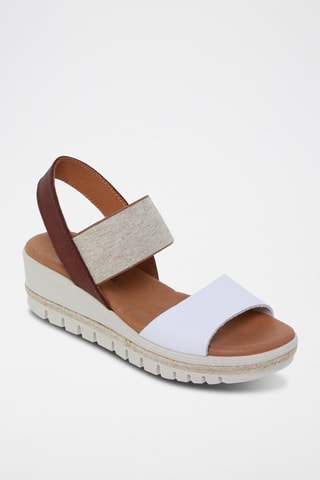 Sandales compensées en cuir  Blusandal - Marron et blanc