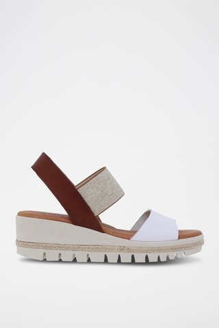 Sandales compensées en cuir  Blusandal - Marron et blanc