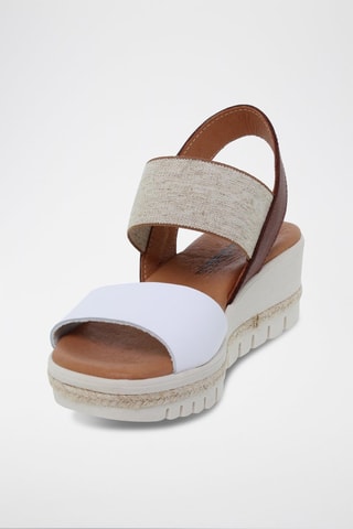 Sandales compensées en cuir  Blusandal - Marron et blanc