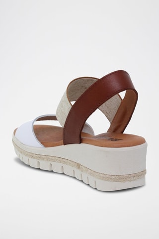 Sandales compensées en cuir  Blusandal - Marron et blanc