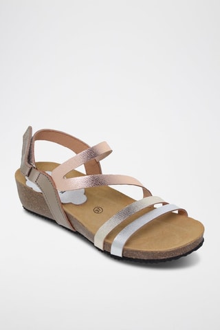 Sandales compensées en cuir  Blusandal - Argenté