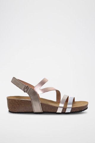 Sandales compensées en cuir  Blusandal - Argenté