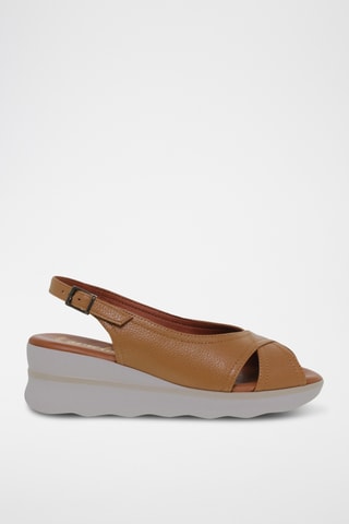 Sandales compensées en cuir - Marron