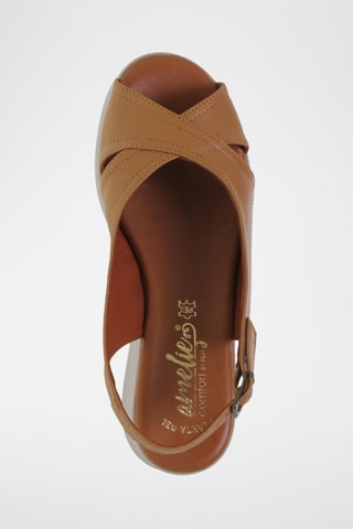 Sandales compensées en cuir - Marron