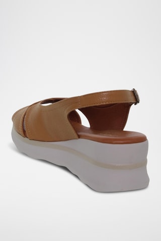 Sandales compensées en cuir - Marron